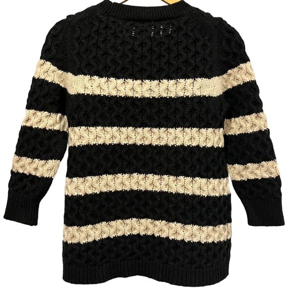 J Crew Women's Wool Striped Crew Sweater, Black Ivory, S - Picture 4 of 8